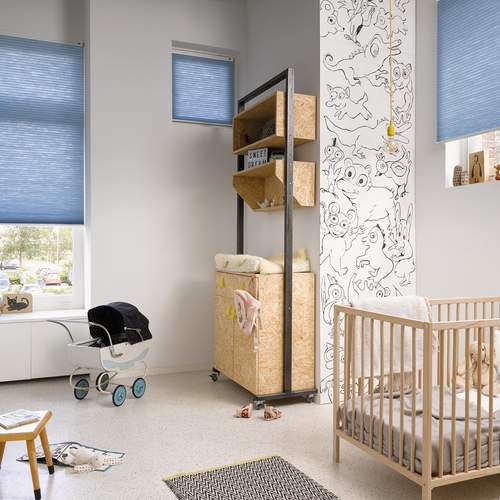 blauwe Duette® shades in de kinderkamer