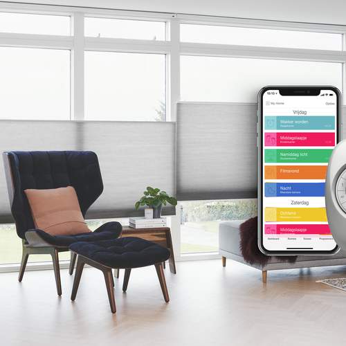stores Duette® Top-Down/Bottom-Up avec PowerView® automation via l'appli ou la Pebble® Remote